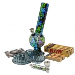 Graffiti Style Acrylic Bong Starter Gift Set - 10 Items