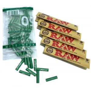 Raw King Size Slim Rolling Papers with Purize Carbon Filters