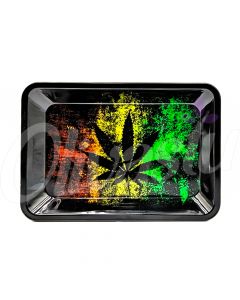 Black Leaf Rasta Colours Metal Rolling Tray