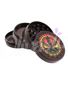 2D Rasta Leaf 4 Part 50mm Metal Herb Grinder