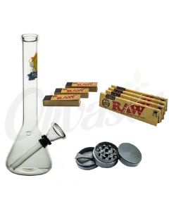 Half Baked Whinger Glass Bong Raw King Size Rolling Paper Tips Metal Grinder Set