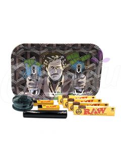 Gangsta Pablo Escobar Large Metal Rolling Tray Gift Set