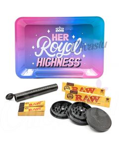 Rolling Tray with Raw Classic Papers & Tips - Her Royal Highness