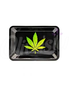 Black With Green Swirls Leaf Rolling Tray