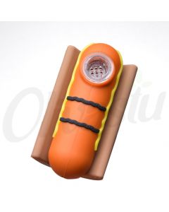 Hot dog Silicone Smoking Pipes with Glass Bowl