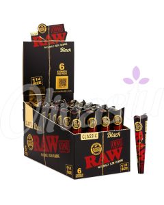 RAW Black Pre-Rolled 1 1/4" Cones - (Box of 32 - 192 Cones)