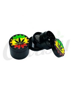 4 Part Metal Herb 50mm Grinder - Rasta Leaf