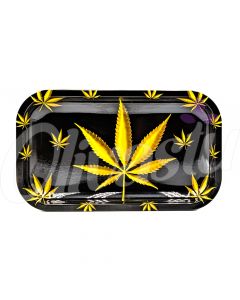 Gold Weed Leaf Design Smoking Rolling Tray