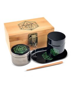 Leaf-Way Filled Bamboo Rolling Box (6.5"x4"x3")