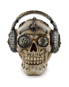 Steampunk Skull with Headphones Resin Ornament