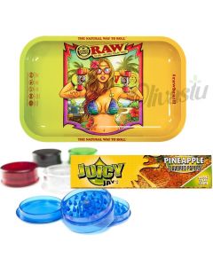 RAW Brazilian Girl Small Metal Rolling Tray Set