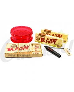 RAW Organic Papers Single Wide Cone Creator Set with Grinder & Pre Rolled Tips