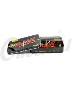 5 x RAW Black King Size Rolling Papers with RAW Tobacco Storage Tin - RAW Black Collection