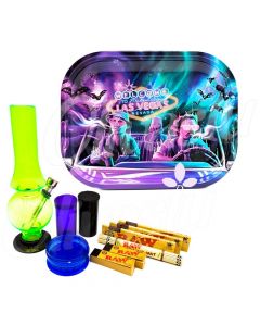 Bat Country Las Vegas Metal Rolling Tray Bong Set