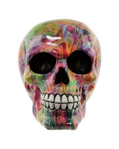 Rainbow Marble Skull Resin Ornament