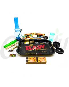 RAW Black Rolling Tray Bong Set