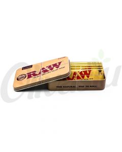 5 x RAW Classic King Size Rolling Papers with RAW Tobacco Storage Tin - RAW Classic Collection