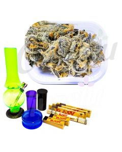 White Girl Scout Cookie Bud Metal Rolling Tray Bong Set