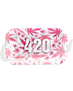 V Syndicate 420 Pink Weed Leaf Metal Rolling Tray