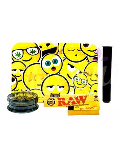 Smiley Faces Emoji Small Rolling Tray Set