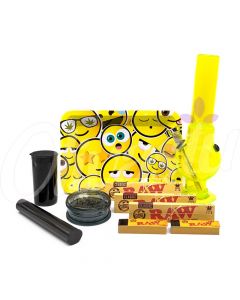 Emoji Smiley Faces Small Tray Rolling Bong Gift Set