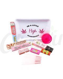 High Maintenance, SPLYFT, Kush & Blazy Susan Pink Rolling Tray Set