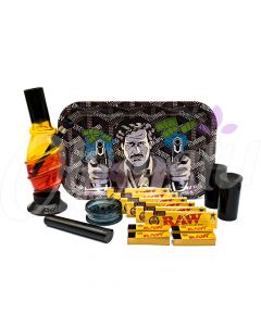 Gangsta Pablo Escobar Large Rolling Tray Bong Set