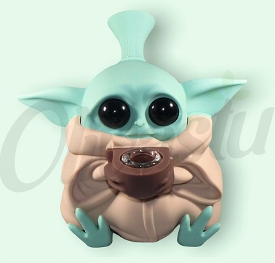 the Grogu Baby Yoda Silicone Water Pipe Bong