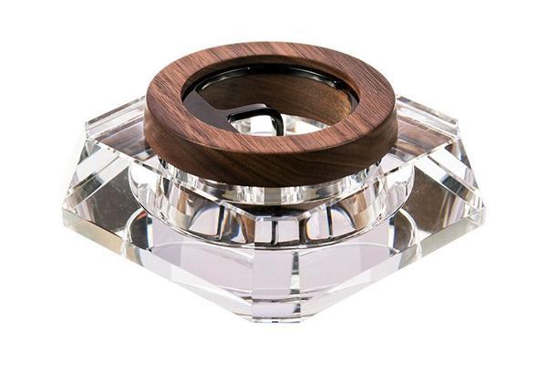 Marley Natural Walnut Glass Crystal Ashtray Pipe