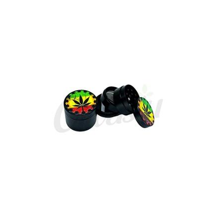 4 Part Metal Herb Grinder - Rasta Leaf, 50mm