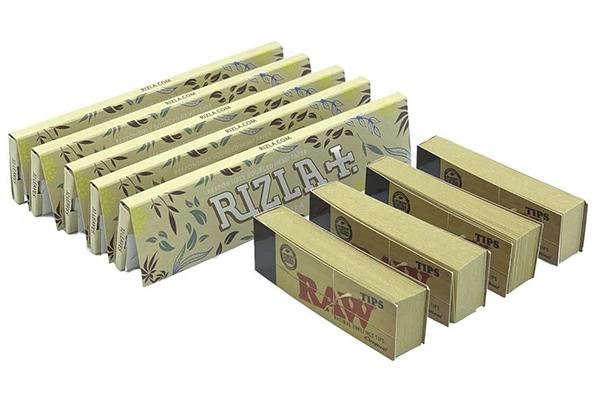 5 x Rizla Natura Hemp King Size Slim Rolling Papers + 4 x Raw Filter Tips