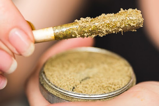 shredded herbs with Kief